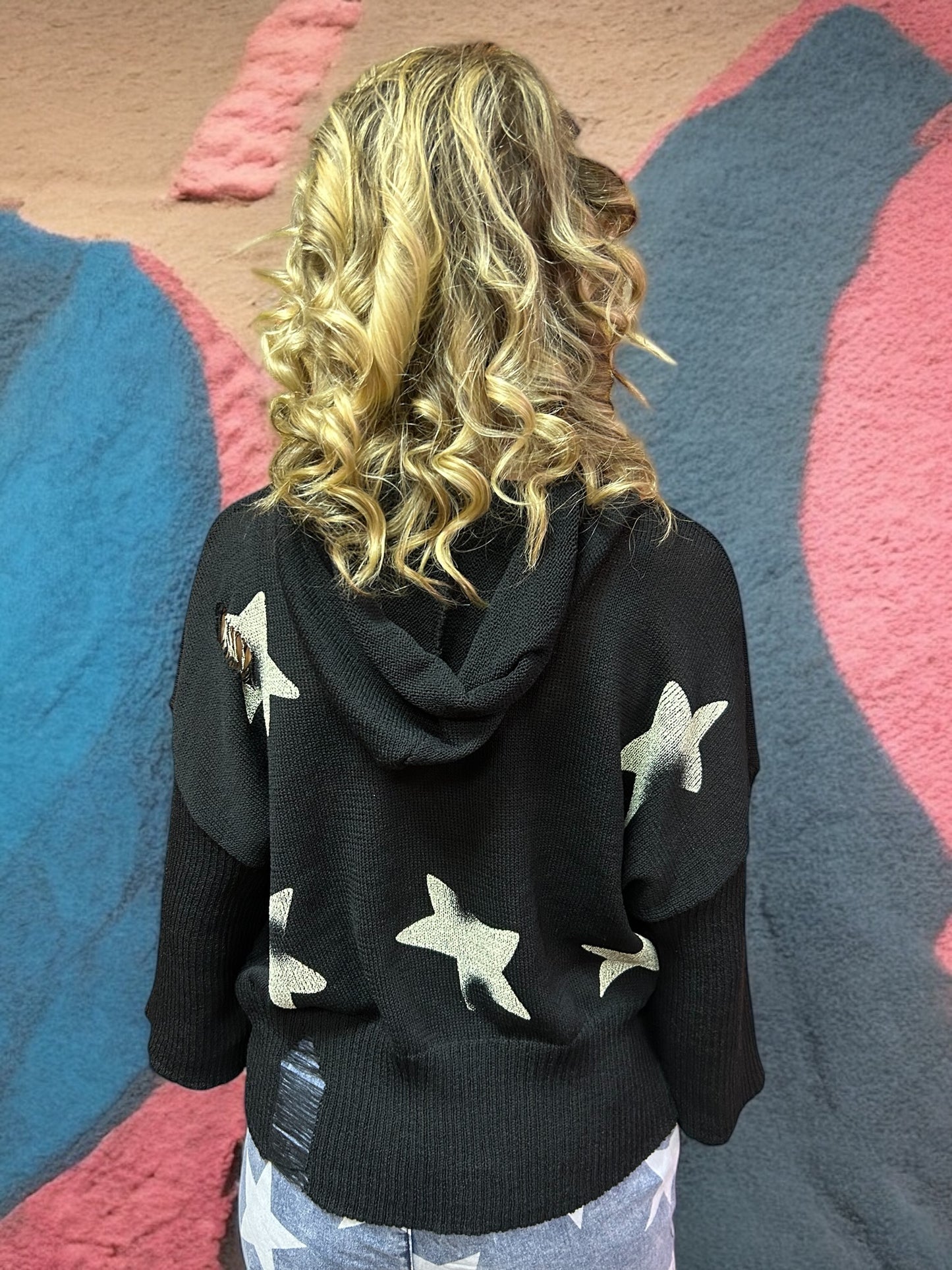 Star Distressed Hoodie