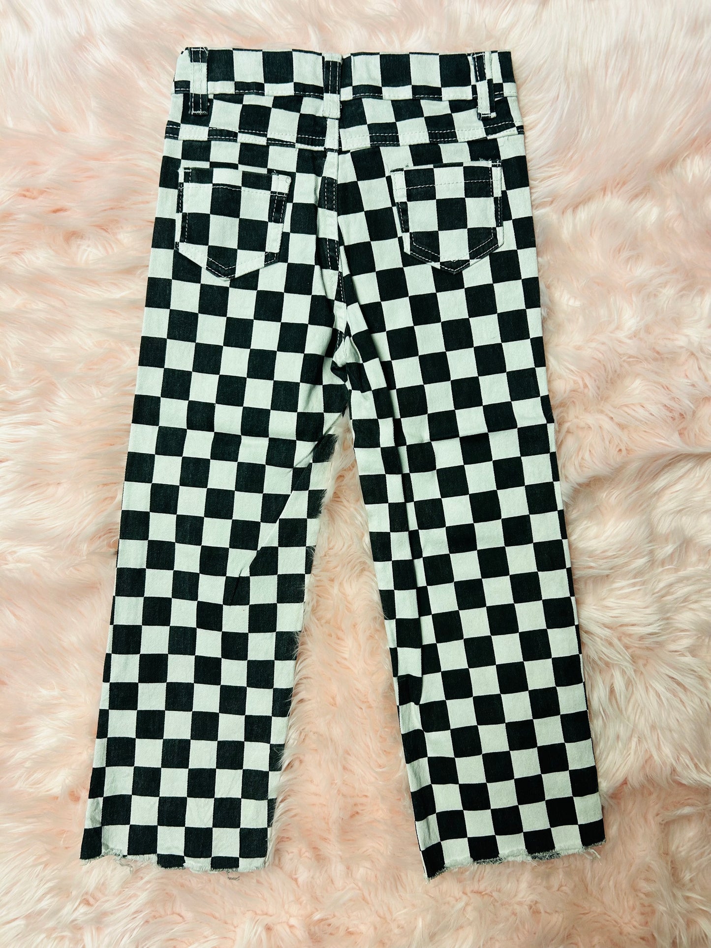 Kids Checkered Jean Pants