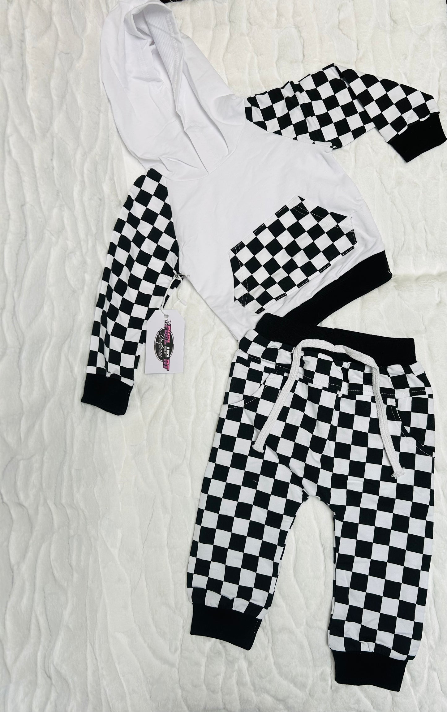 Baby Checkered Hoodie w Pants Outfit Set