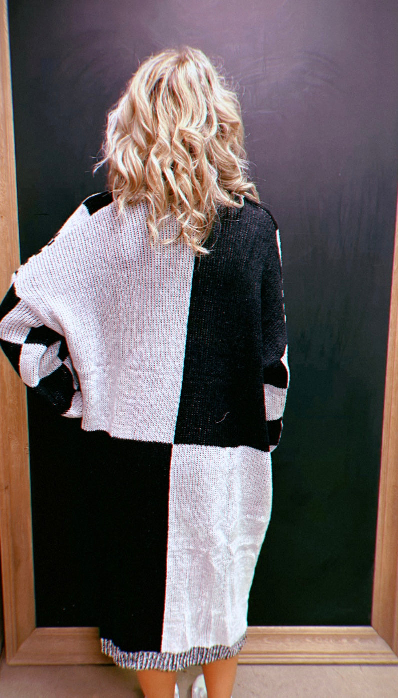 Black Checkered Cardigan