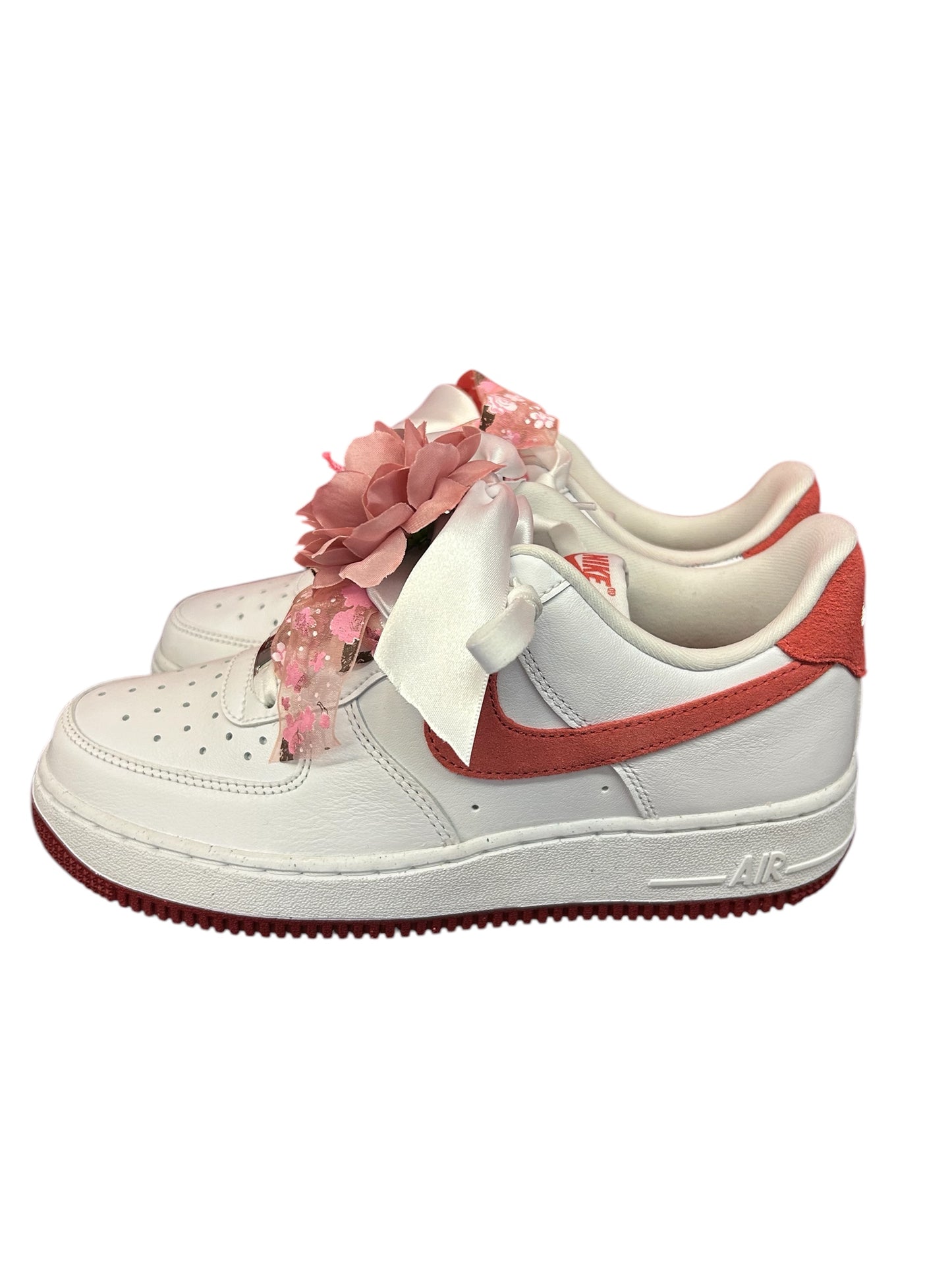 Custom White/Pink w Ribbon/Charms Nike Air Shoes