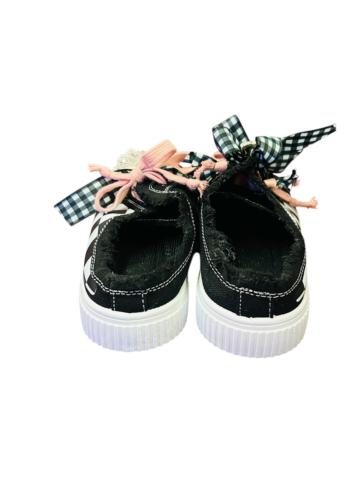 Custom Black Checkered Open Back Sneaker