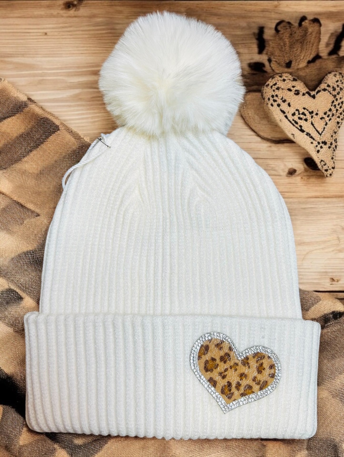 Cheetah Heart Beanie