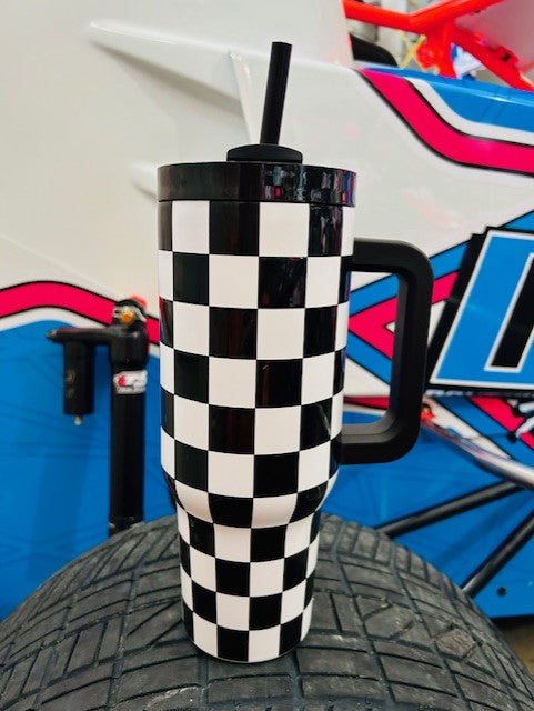 40 oz Checkered Stainless Steel Tumbler