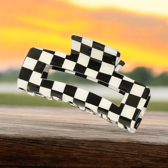 Race Checkered Hair Clip