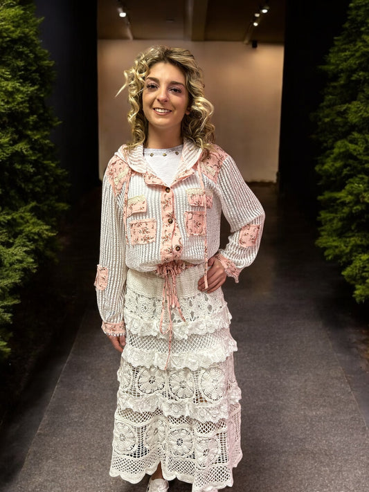 Light Pink/White Floral Sweater