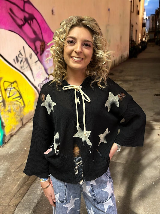 Star Distressed Hoodie