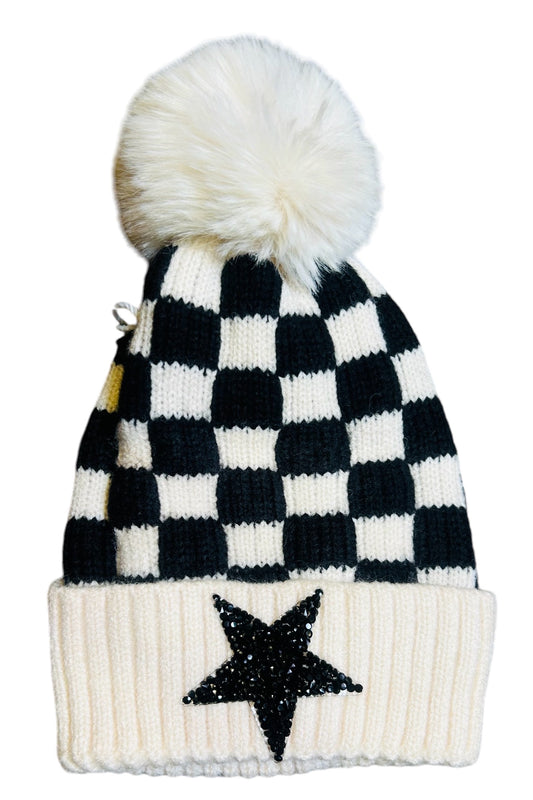 Custom Checkered Beanie w Star