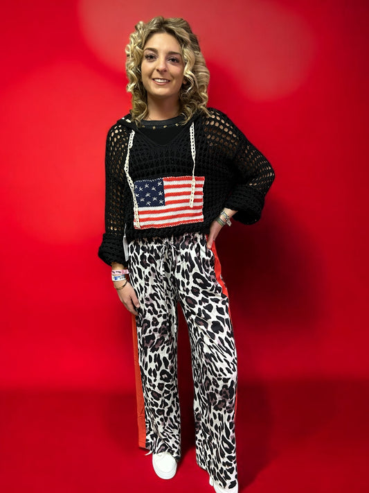 Leopard Print Wide Leg Pants