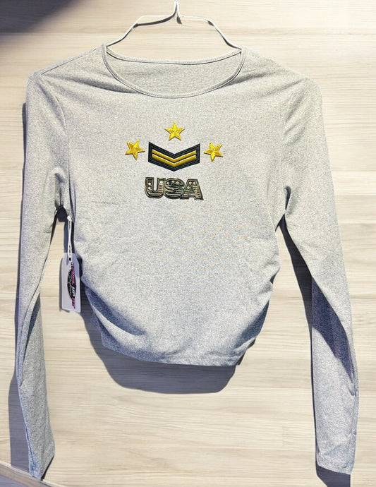 Custom USA Long Sleeve Cropped Shirt