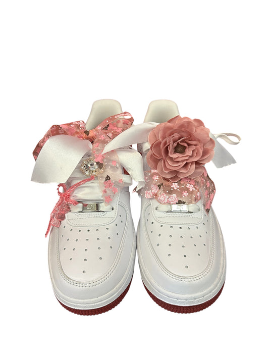 Custom White/Pink w Ribbon/Charms Nike Air Shoes