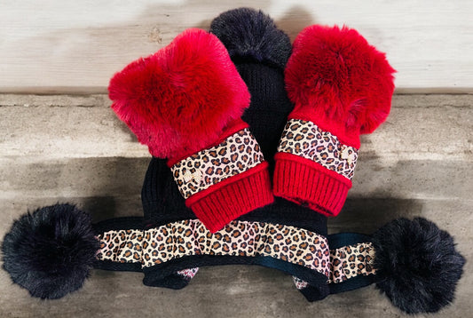 Custom Cheetah Beanie/Gloves Set