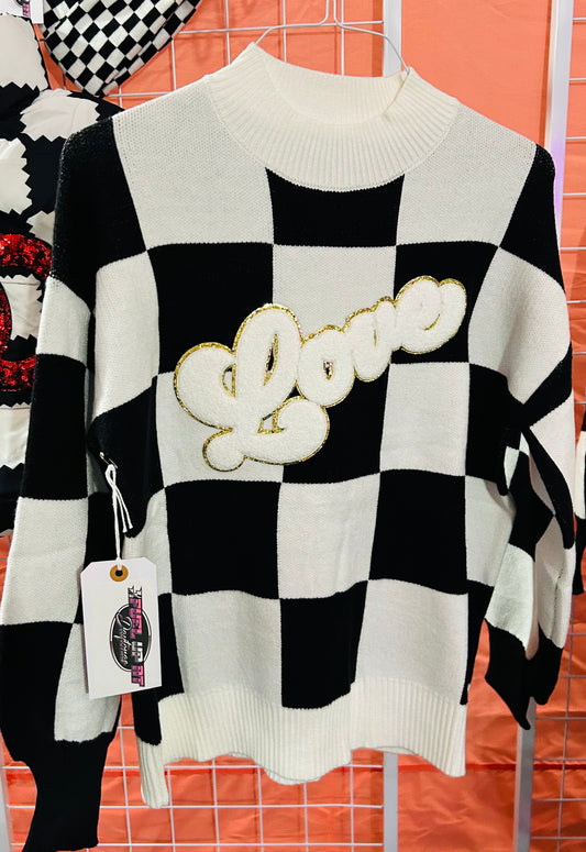 Custom Checkered Love Sweater