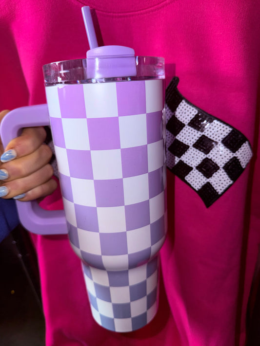 40 oz Purple Checkered Tumbler