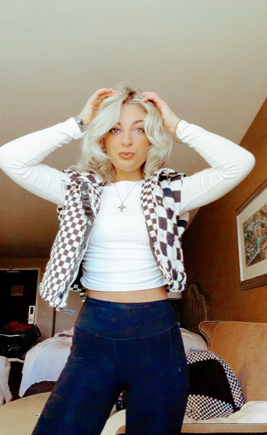 Cropped Checkered Vest