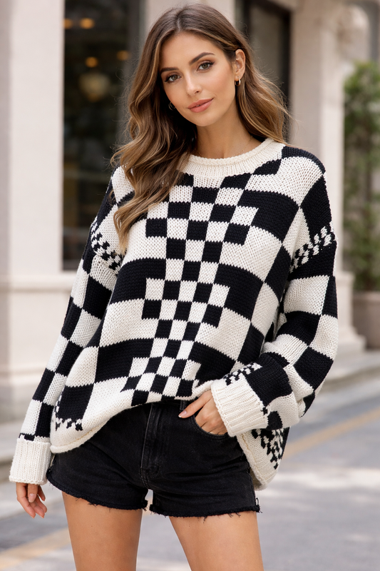 Checkered Oversized Sweater