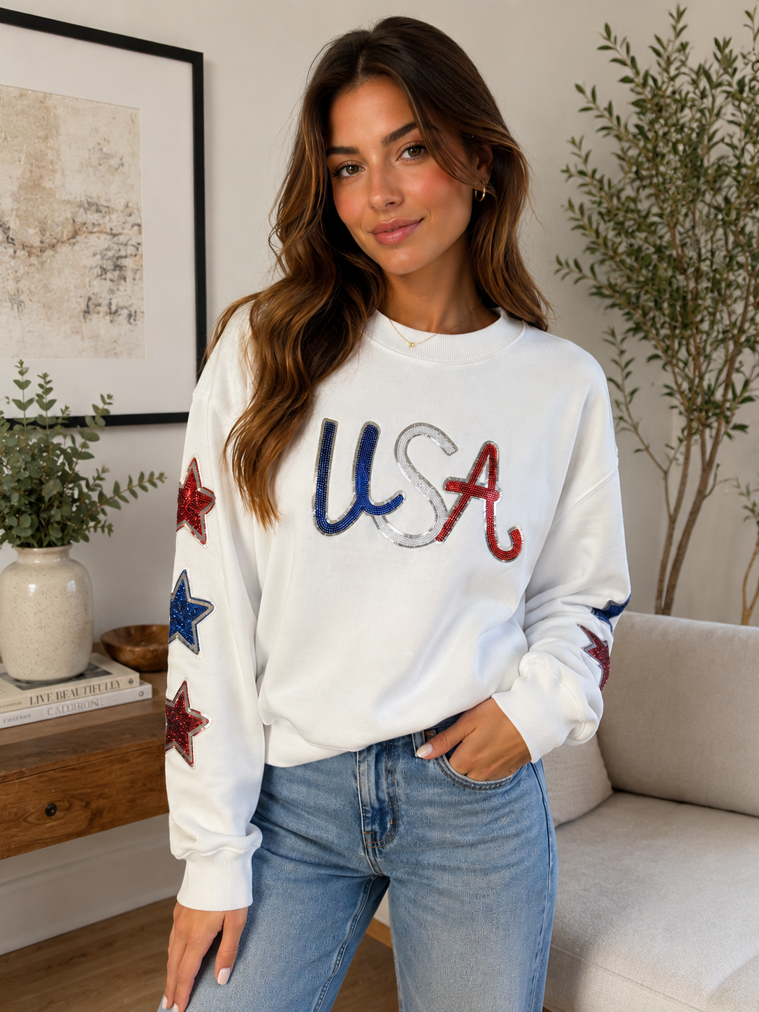 USA Sequins Sweatshirt